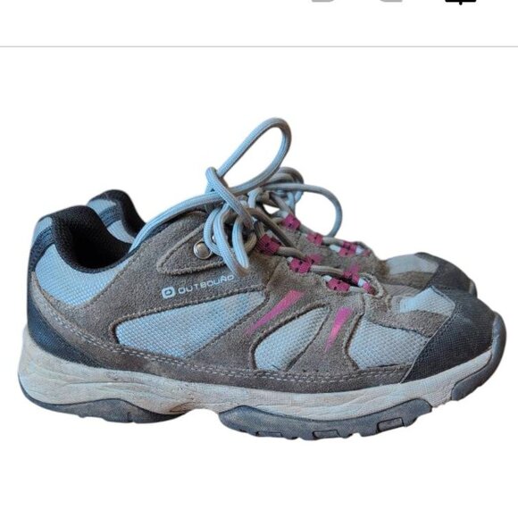 Outbound Sneaker Lace up Trail Low Cut Hiking Shoes in Gray/Pink Water Resistant - Picture 1 of 6
